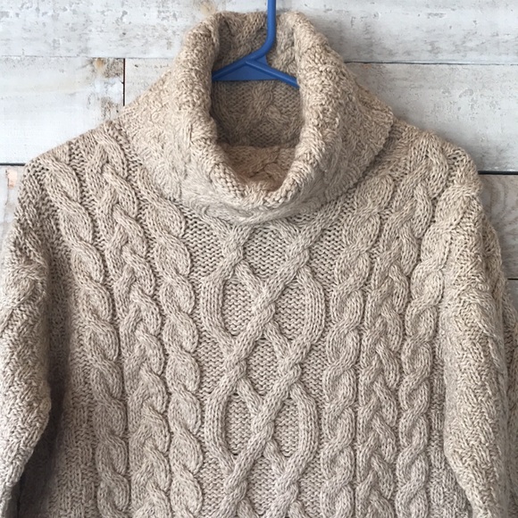 Inis Crafts cable knit cowl neck sweater - Picture 4 of 7